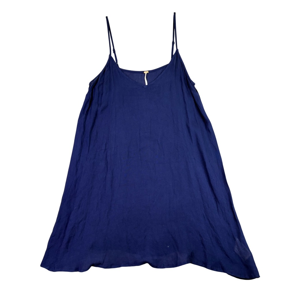 Free People M Blue Slip Dress V-Neck Gauze Boho Summer Sleeveless Sexy‎ Festival